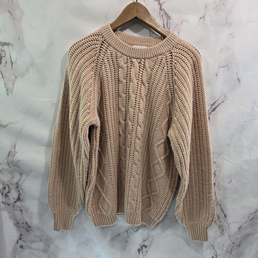 Basin + Range Sweater Womens Small Pink Wool Cable Knit Oversized Backcountry